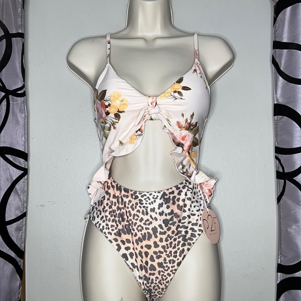 Power 2 The Flower Women’s Swimwear High Waisted 1 Piece Lace up Swimsuit